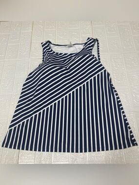 Lands' End Navy and White Striped swimming top with padding